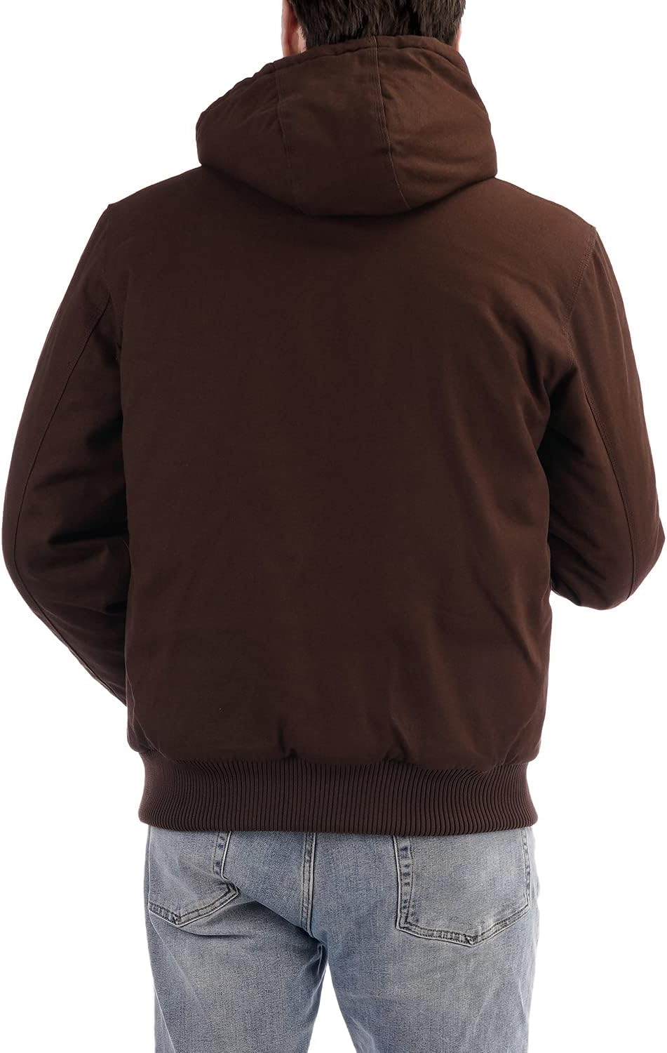 Men's Loose Fit Quilted Flannel Lined Workwear Waterproof Active Jacket Hooded Work Coat - Image 2