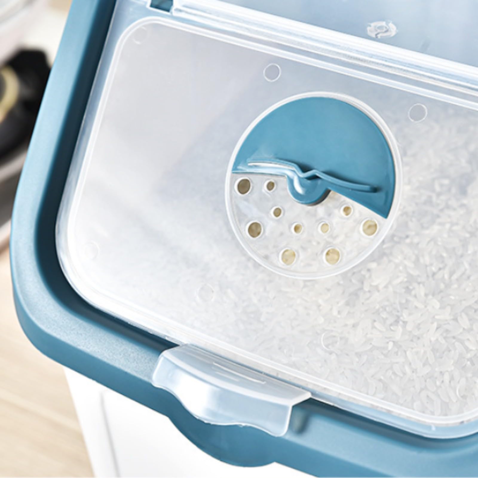 Contenedor de almacenamiento de alimentos secos para mascotas con taza medidora, dispensador de alimentos secos de plástico para perros, gatos, animales, semillas de pájaros y suministros de