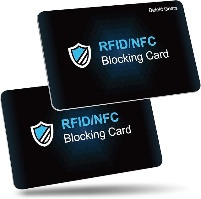 Befekt Gears RFID/NFC Blocking Card [2 Pack], Credit Card Protector, Contactless Cards Protection for Credit Cards, ID Cards, Passport etc. - One Card for Entire Wallet-No Batteries Required