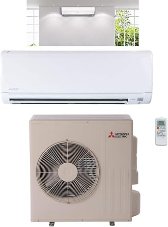 Mitsubishi 9,000 BTU 3/4 Ton Cooling Heating - Ductless Mini Split Wall Mounted Air Conditioning System 115V - 17 SEER