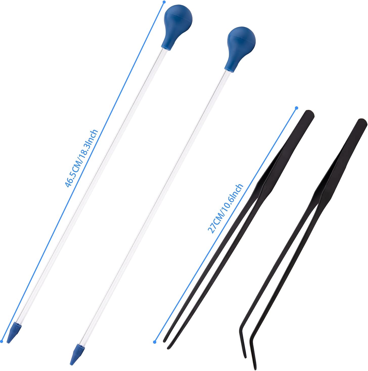 Aquarium Choice Coral Feeder Long Syringe, 2 Units, SPS HPS Marine Reef Coral Feeder Tool, 2 Tweezers for Coral Frag, Fish Excreta Cleaner