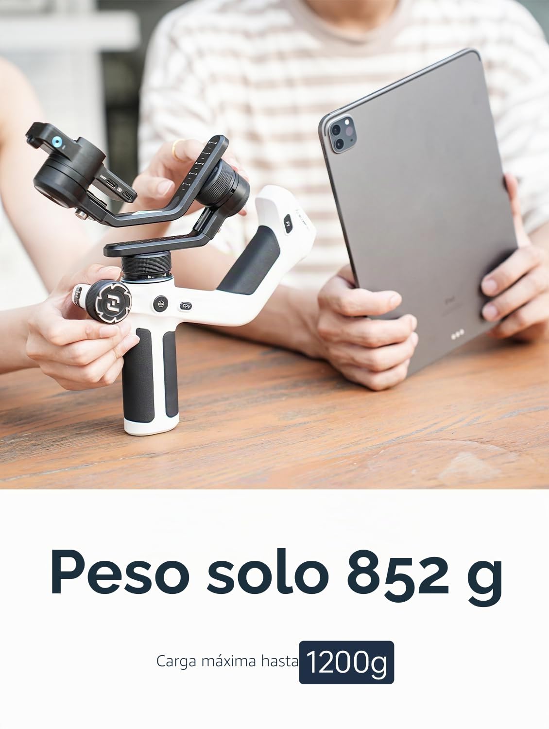 Feiyu SCORP Mini 2 Kit [Oficial] Estabilizador Todo en 1 para cámaras sin Espejo/GoPro/Smartphones, cardán de Mano de 3 Ejes con Bolsa de Transporte, luz Selfie y Barra de extensión