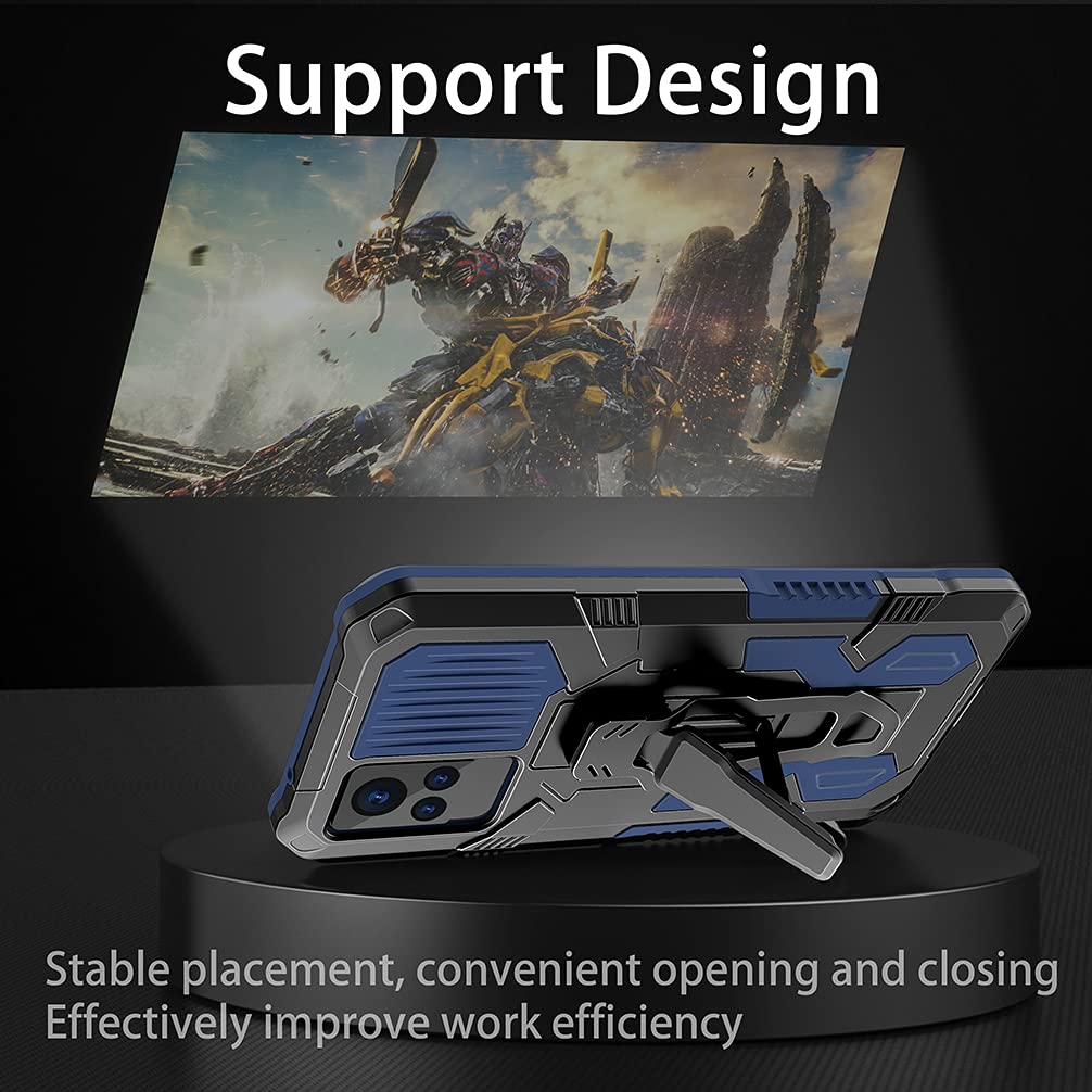 WEIOU Cover Per Vivo V21 5G - Custodia Antiurto TPU E PC Con Anello Girevole 360° E Supporto Magnetico, Blu