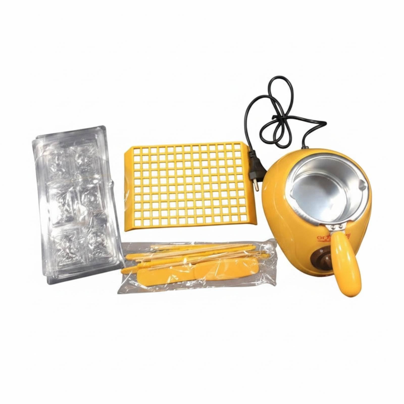 Plastic Housing Electric Chocolate Melting Pot Control Knob Chocolate Melting Pot Side Handle Small Appliance Removable Insert, Yellow, Single Pot-image-20