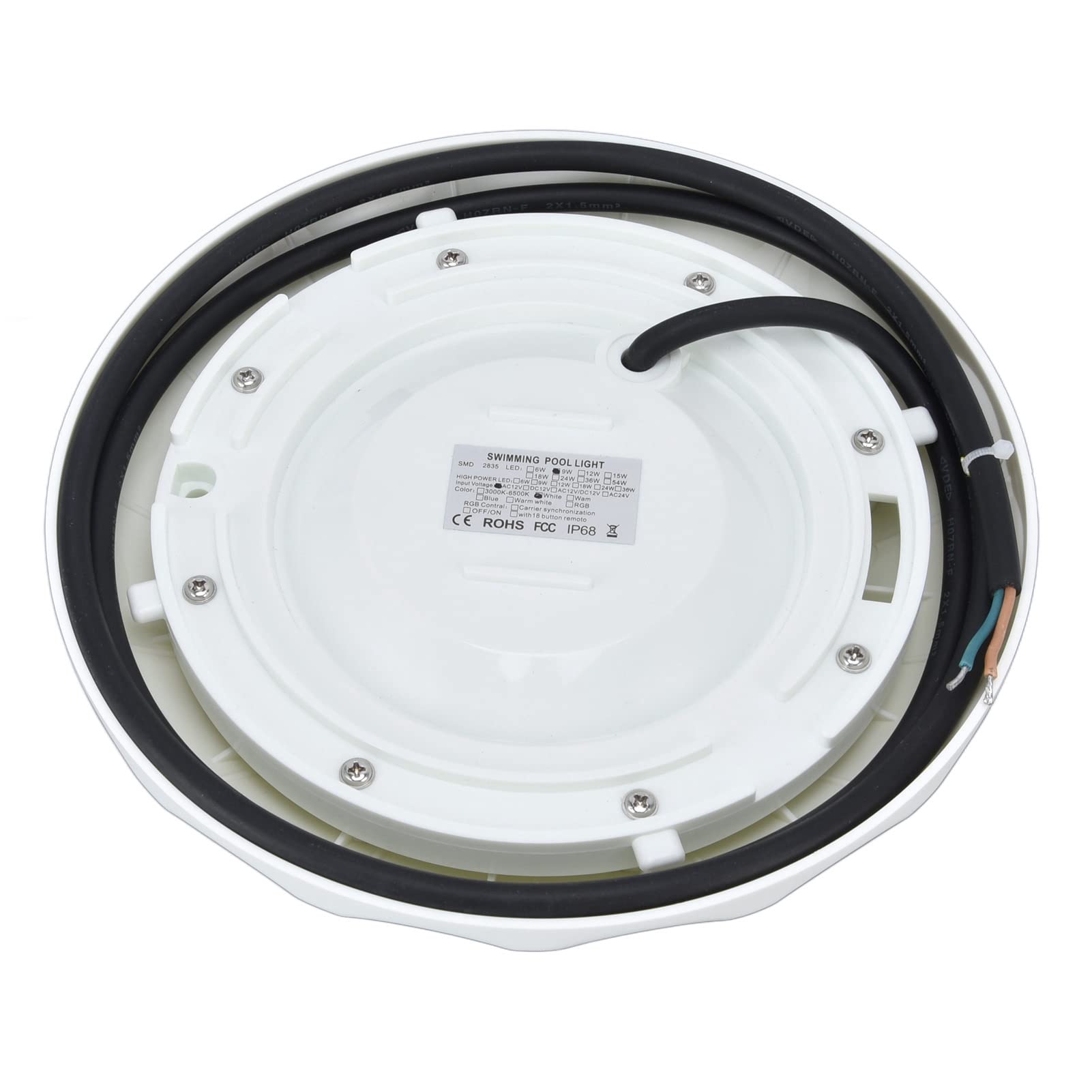 Srliya AC12V 9W LED-Poolleuchte IP68 Wasserdichte Schwimmbadleuchte Wandmontierte Unterwasserleuchte Teich Im Freien 6500K
