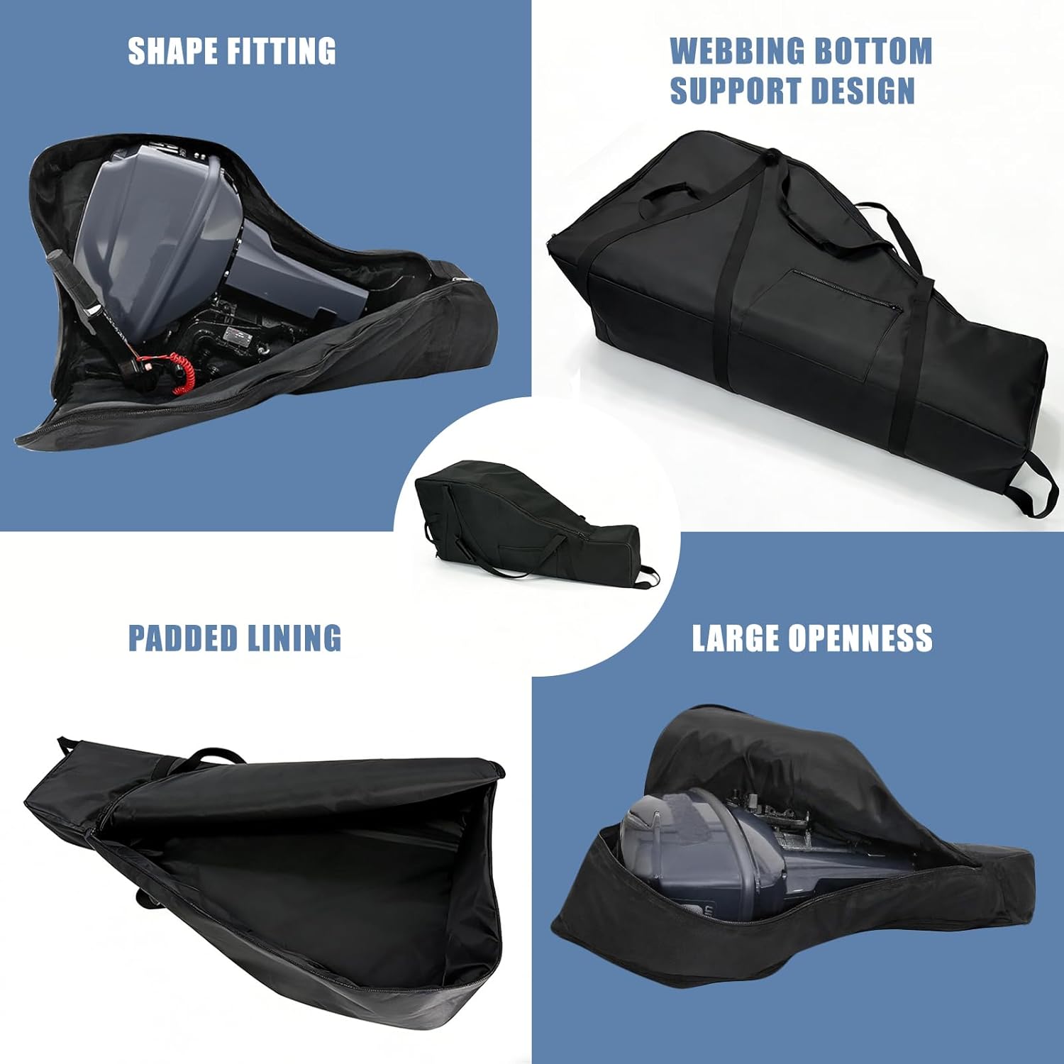 Outboard Motor Carry Bag, Waterproof Outboard Engine Travel Bag for Under 18HP or Under 88lb Outboard Motor - 1680D Oxford Fabric with Padded Lining, Small Outboard Engine Carry Bag for Travel