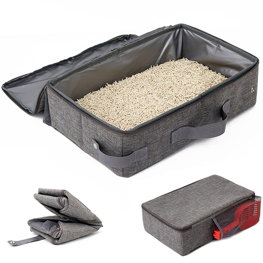 Ginobili Foldable Cat for Travel Litter Tray Leakproof with Zipped Lid Portable Cat Toilet for Hotel Car Outdoors 30 X 30cm - Image 3