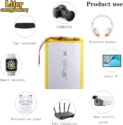 Miniatura 5 de Batería recargable del ion del polímero de litio del litro 3.7V 2500mAh 3070100 Lipo con dos líneas