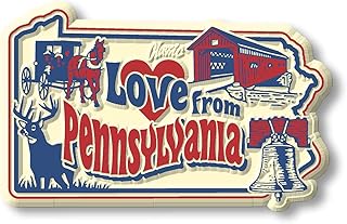 Love from Pennsylvania Vintage State Magnet by Classic Magnets, 3D Rubber Vintage-Style Collectible Souvenirs and Gifts Made in The USA, 2.8" x 1.7"