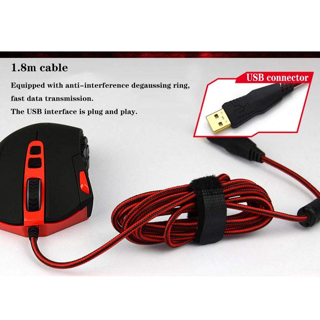 RajoNN Ratones Ratón para Juegos con Cable, 24000 dpi, Ratones con retroiluminación LED MMO RGB con 18 Botones programables, Ajuste de Peso, para Juegos de PC con Windows (Color: Blanco)
