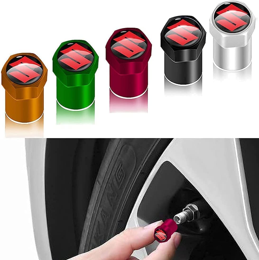 WEITOL 4 Pièces Bouchon De Valve Voiture Pour Suzuki Jimny Vitara Quick Sx4, De Pneu De Voiture Soupape Anti-PoussièRe Capuchons Décoration Accessoires Avec Bonne Étanchéité,C