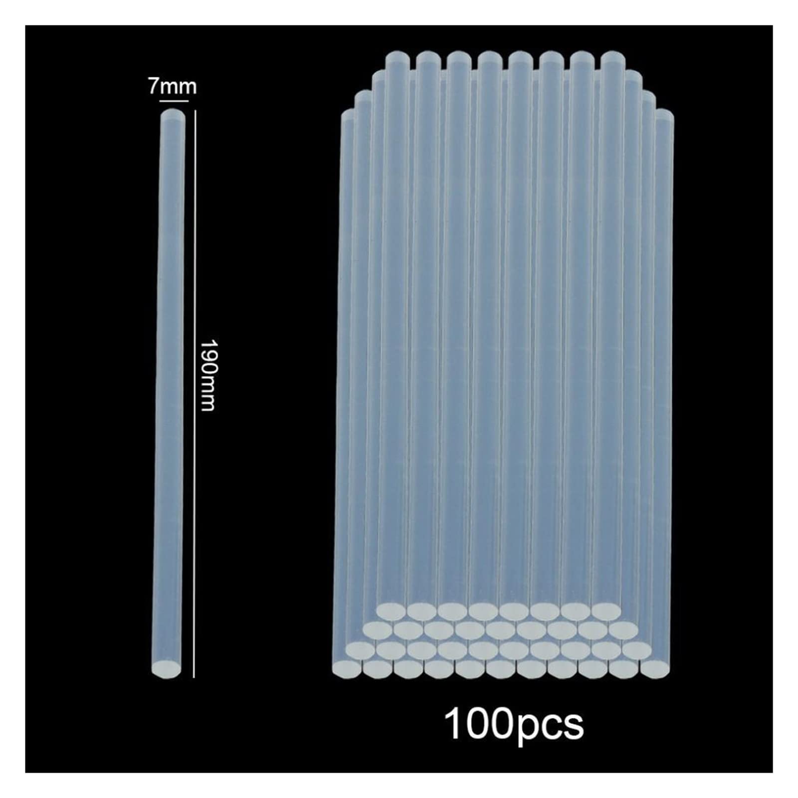 Bâtons de colle thermofusible, Lot de 10/20/50/100 adhésifs thermofusibles transparents 7 mm x 190 mm, outils de bricolage(100pcs)