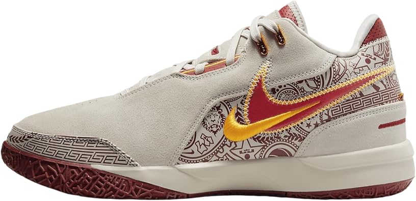 Lebron NXXT Gen AMPD Basketball Shoes FZ7890-001, Light Bone/University Gold/Team Crimson