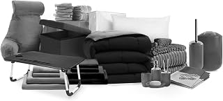 Hearth & Harbor Complete College Dorm Room Essentials Twin XL Bedding Comforter Set, Bed in a Bag Comforter Set, Black & Gray
