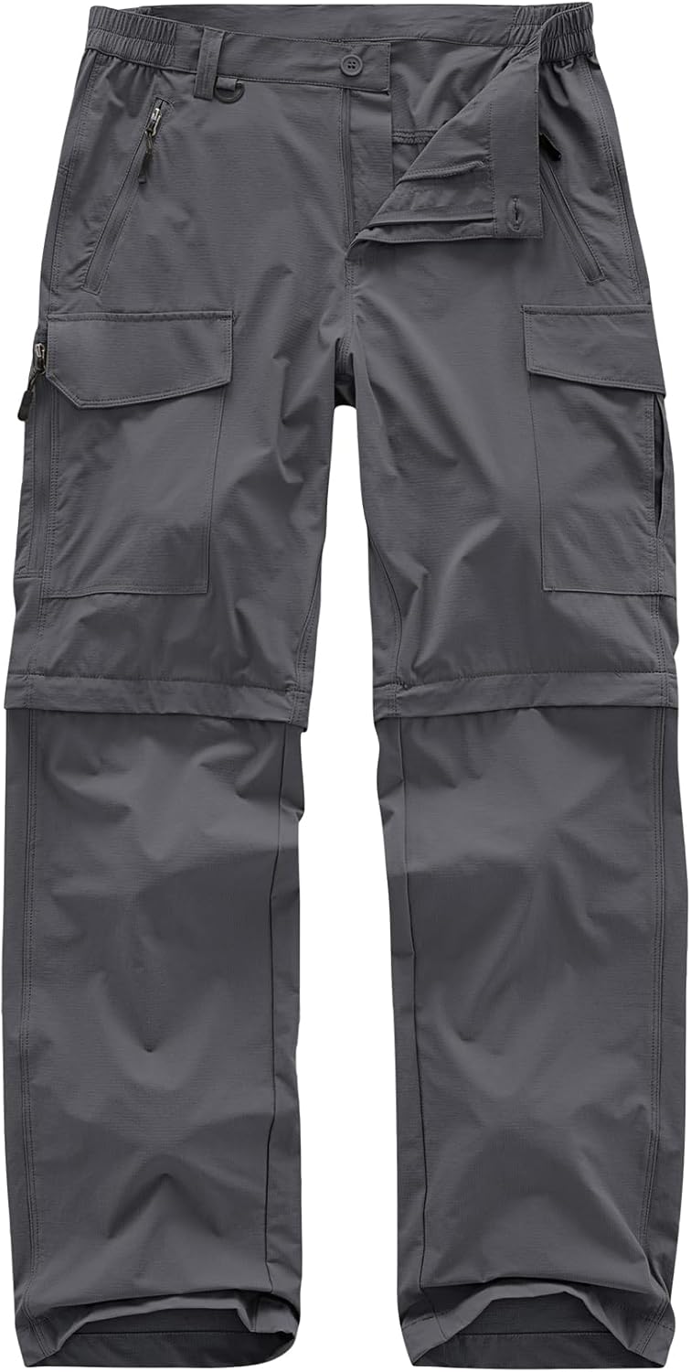 Men's Hiking Pants Convertible Cargo Pants Zip Off Waterproof Lightweight Quick Dry Safari Fishing Camping Scout Pants