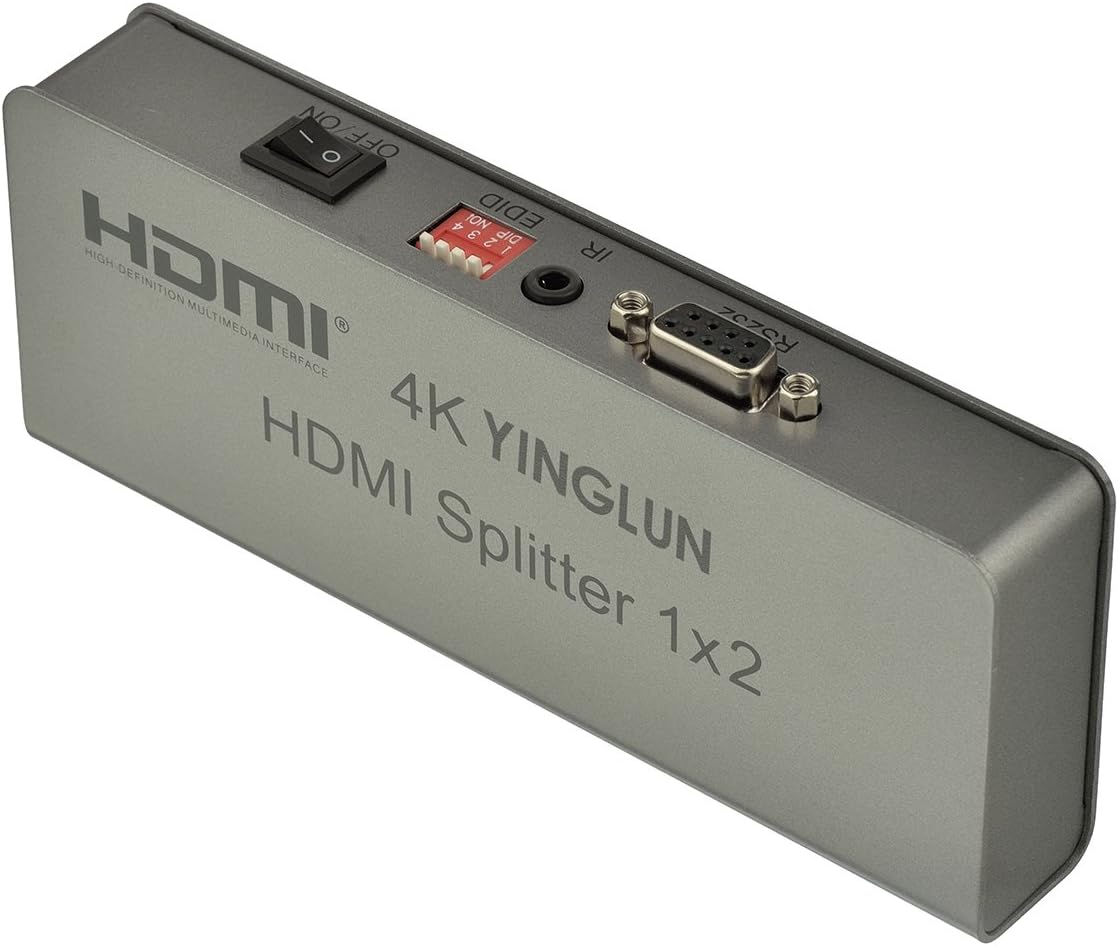HDMI Splitter 1X2 Ver 1.4 Certified HDMI Switch Extender with EDID Pins and Built-in IR Extension Supports 4K, Full HD1080p, 3D for PS4, XBOX, HDTV and More
