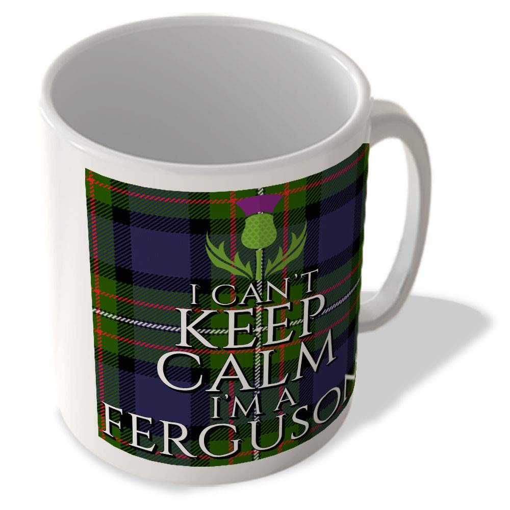 Mcmug White - I Can't Keep Calm I'm A Ferguson - Ferguson Modern Tartan - (Thistle) - Scottish Mug, Ceramic, 11Fl.oz.