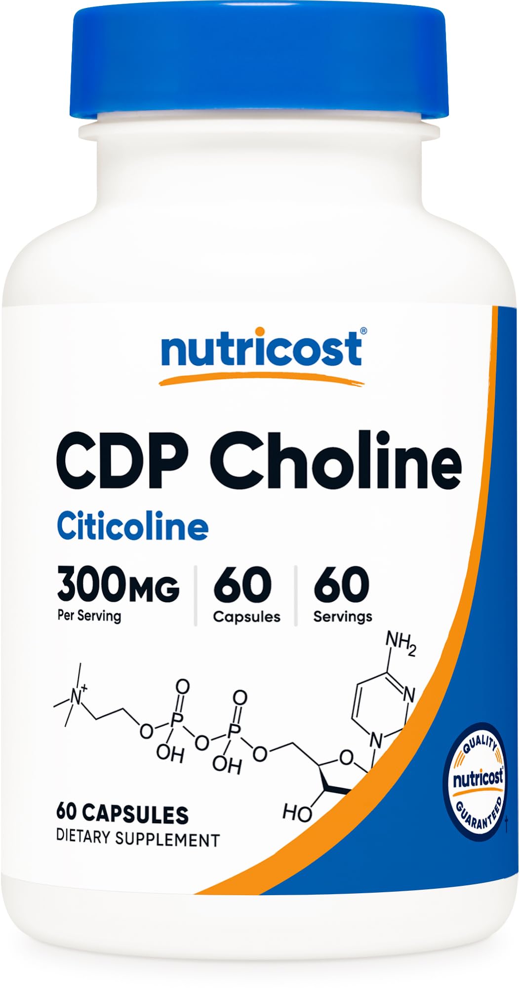 Nutricost CDP Choline (Citicoline) 300mg, 60 Vegetarian Capsules - Non-GMO, Vegetarian Friendly, Gluten Free …