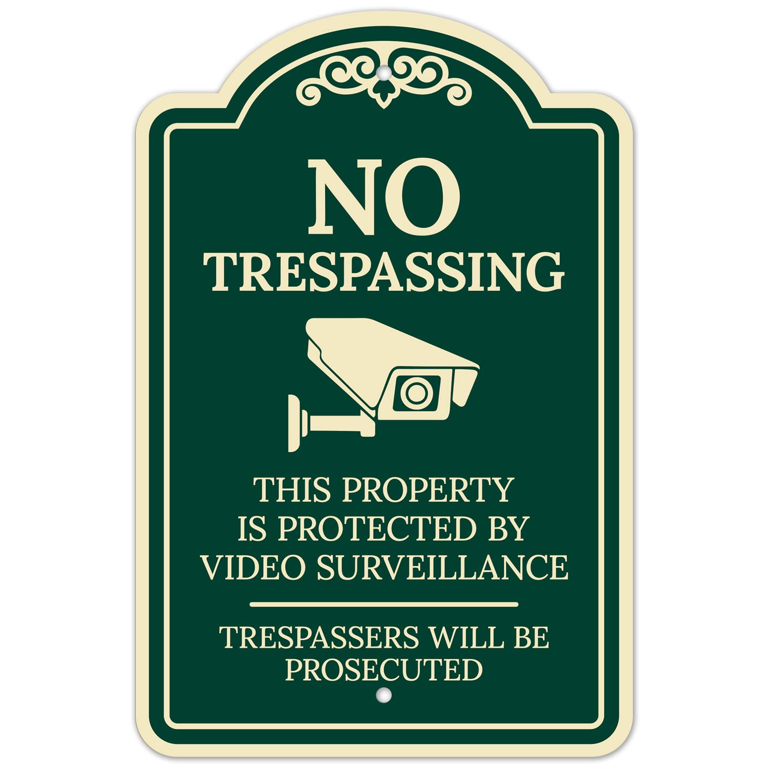 This Property is Protected by Video Surveillance Décor Sign, (SI-73454) Green Dark, 12x18 Inches, ACM, Fade Resistant, Made in USA