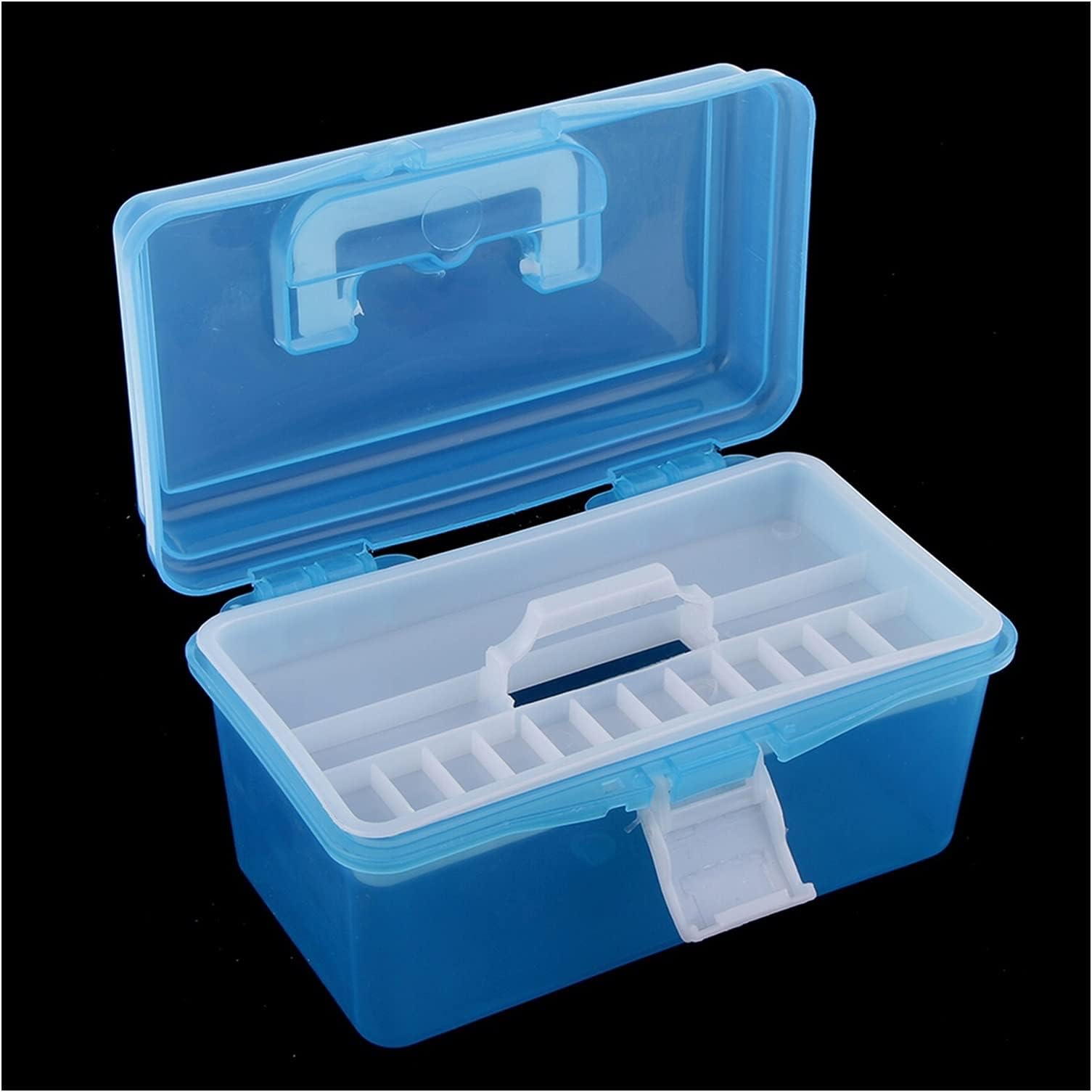 Small Plastic Tool Box Art Supply Craft Storage Case with Semi-Clear Top Lid Handle Tray Multi Purpose Portable Organizer Toolbox Tool Boxes