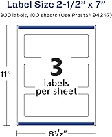 Vista 14 de Avery Durable Waterproof Rectangle Labels, Sure Feed Technology, 2.5" x 7", 30 Total, Oil and Tear-Resistant Waterproof Labels, Print-to-The-Edge