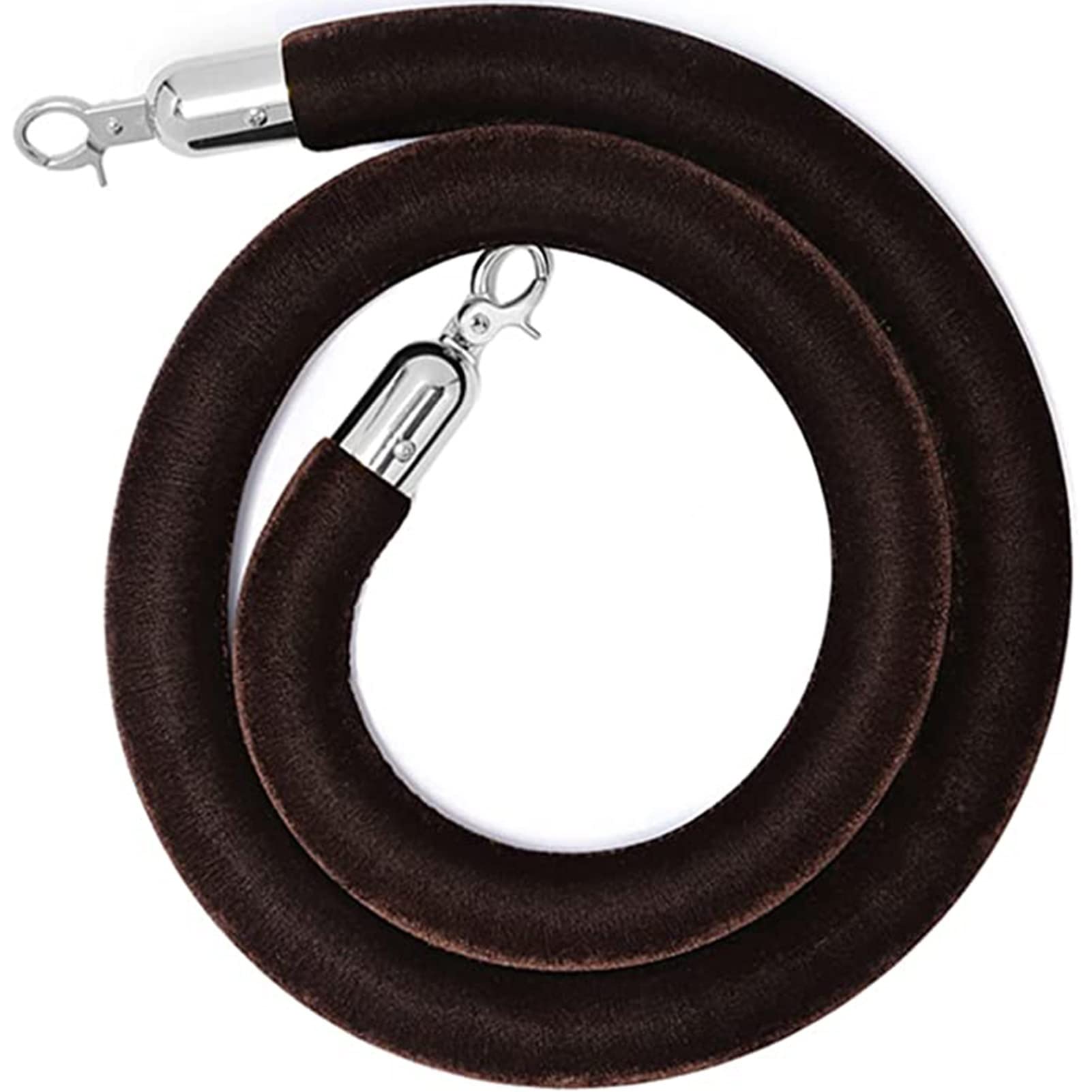 ZBBGTJK Crowd Control Rope 1.7m/5.5ft Post Ber with Silver Hooks Thick Queue Management Rope for Stanchions Premium Safety Ropes for Event Lines Brown Color
