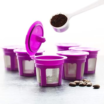 Trendy Retail 6Pcs Reusable K Cups for Keurig K200, K300, K400, K500, Purple