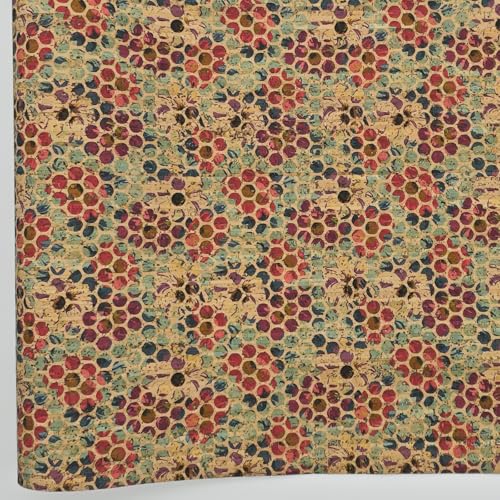 Image of SorenCut Cork Fabric Roll 12 x 52 Inch - Colored Spots Print Cork Leather Fabric for Earrings, Bow Making, Bags, Wallets & DIY Sewing Projects - Vegan Leather Alternative Craft Sheet