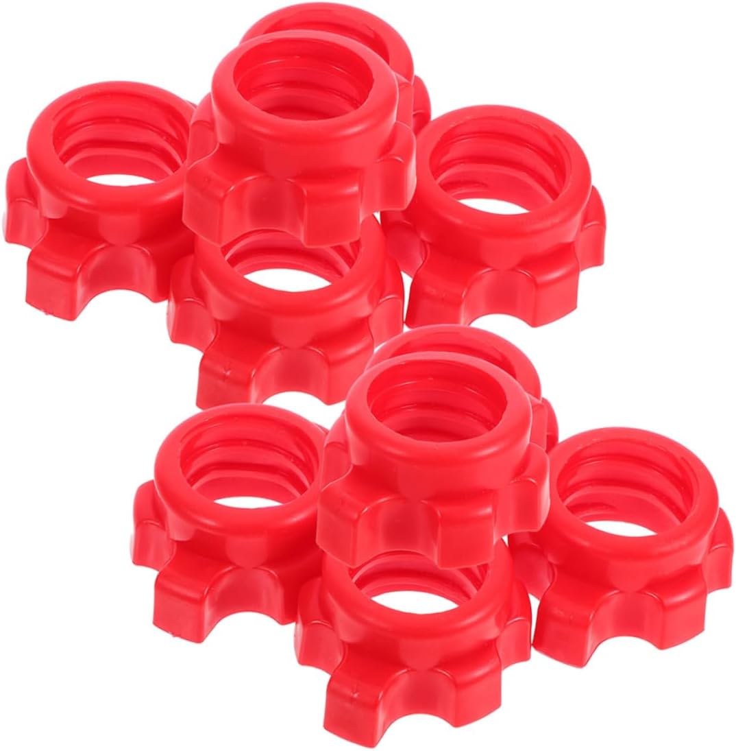 Yardwe 10Pcs Dumbbell Screw Spinlock Collars Red Fixed Nut Barbell Clamps for Weightlifting Secure Grip Durable Design for Home Fitness Portable and Space Saving