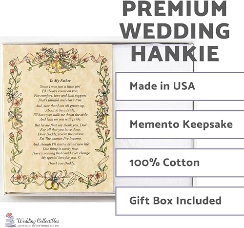 Miniatura 3 de Pañuelo de boda, pañuelo de poesía (para el padre de la novia), blanco, recuerdo de boda, hermoso poema, recuerdo de larga duración para el papá de
