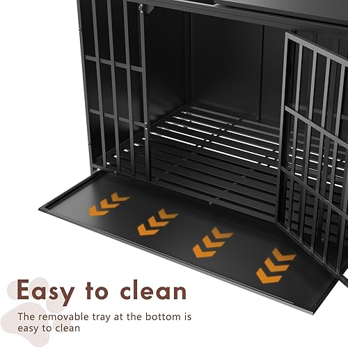 Miniatura 6 de Jaula para perros indestructible de alta ansiedad de 48 pulgadas con diseño cerrado, a prueba de escapes, para perros grandes, jaula para perros de