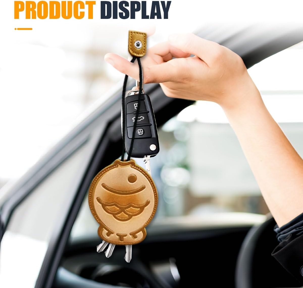 Cute Car Keychain Holder, Pull-Out Leather Key Case Cover, Kawaii Keychain Protective Bag(Koi Fish) image 5