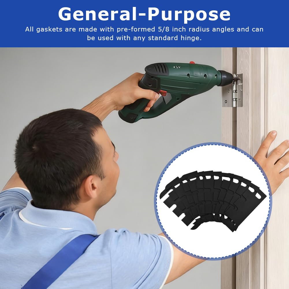 12‑Pack 4" Door Hinge Shims, Black PVC Hinge Spacers