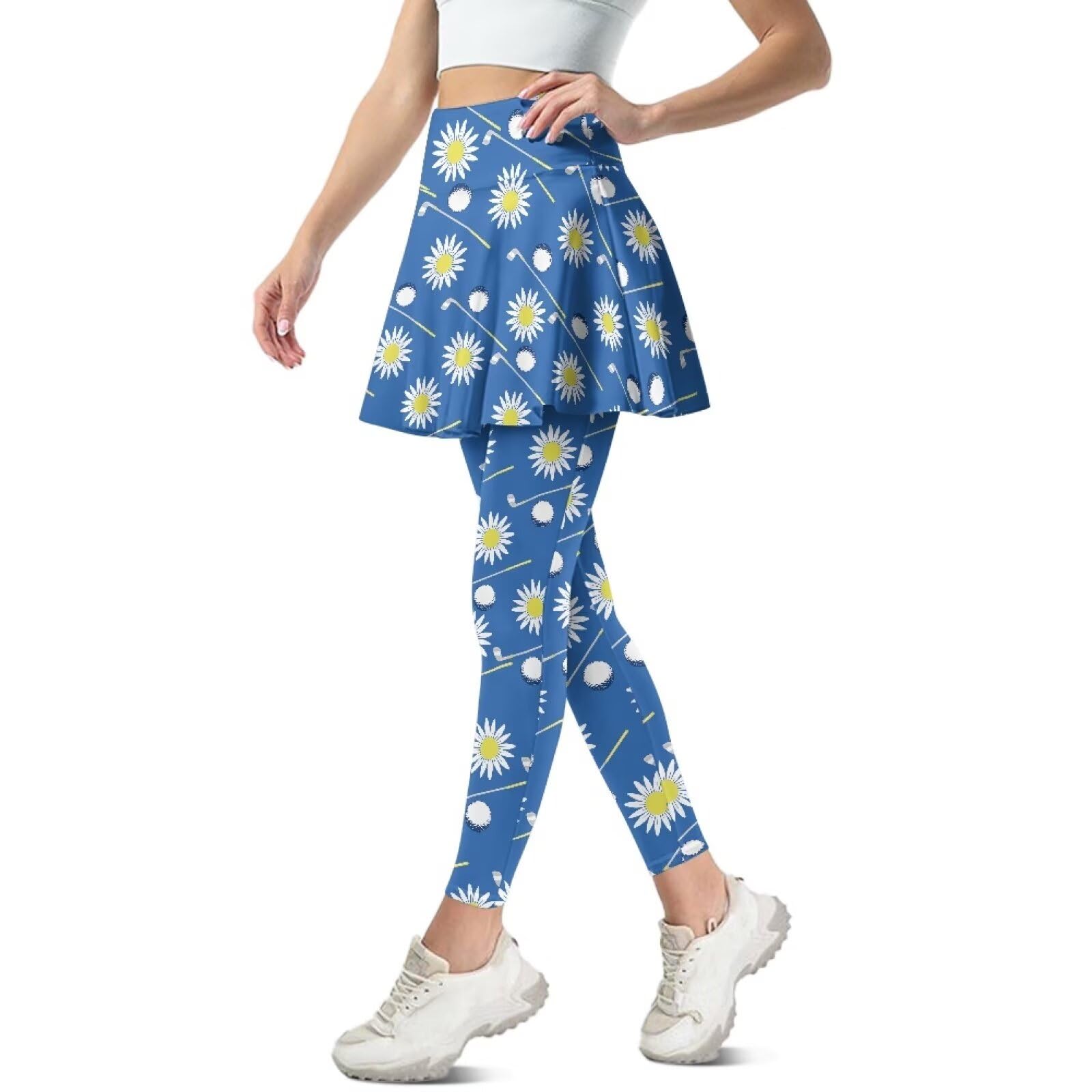 Poceacles Spódnice legginsy dla kobiet tenisowe spódnice legginsy spandex bieganie spódnice golfowe legginsy z mini spódniczką rajstopy