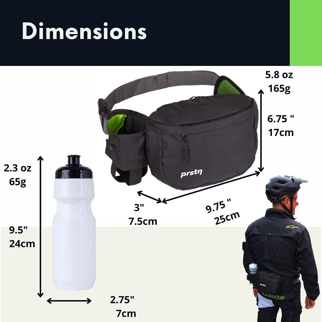 MTB Hip Pack with Bottle, Mountain Bike Waist Pack, Bike Fanny Pack, Lumbar Pack, Hiking Fanny Pack for Women. Hiking Waist Pack Includes a 25oz Bottle, (2L) Black