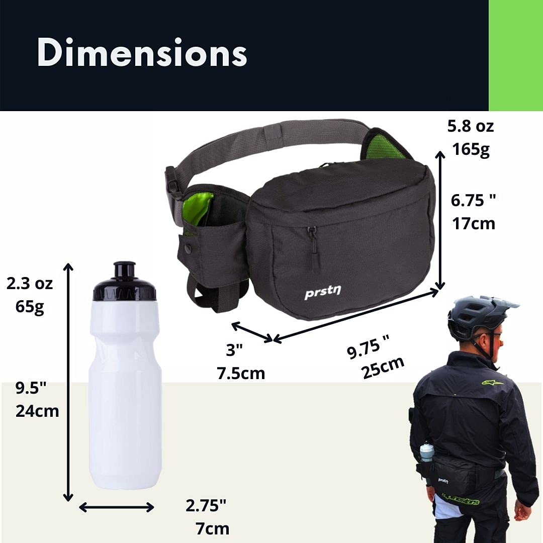 Cangurera MTB con botella, riñonera para bicicleta de montaña, riñonera lumbar, riñonera de senderismo para mujer. La riñonera de senderismo incluye una botella de 25 onzas, (2L) negro, 9.75 x 3 x