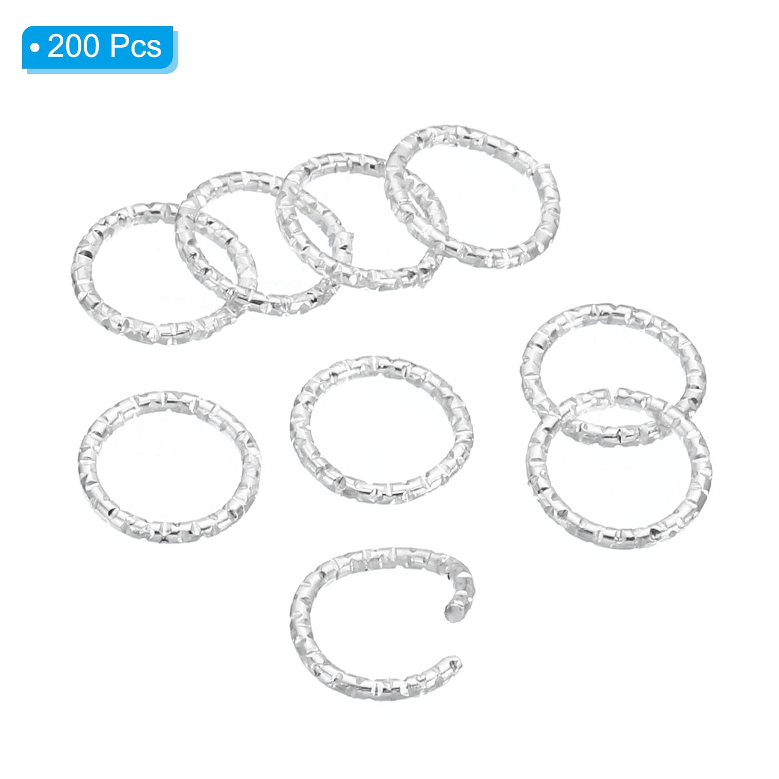 PATIKIL 1.2 x 10mm Wine Glass Charm Ring, 200 Pack Metal Earring Beading Hoop Twisted Open Jump Rings, Silver - Image 3