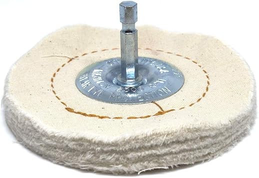 Benchmark Abrasives 4" Cotton Cushion Sewn Buffing Polishing Wheel for Bench Grinder with 1/4" Mandrel, for Polishing Finishing Smoothing on Aluminum, Stainless Steel Cotton Cushion