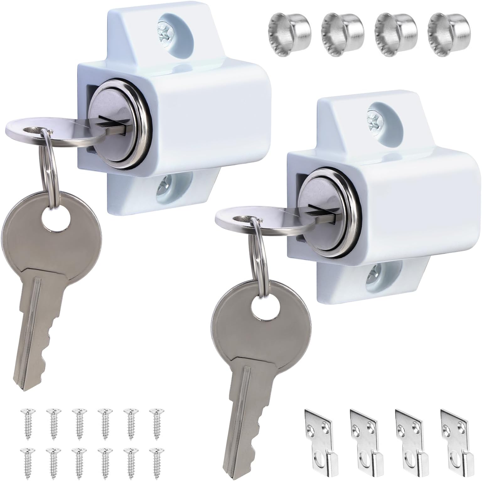 Litensh Lot De 4 Verrous De Scie Coulissante Avec Clé Différente