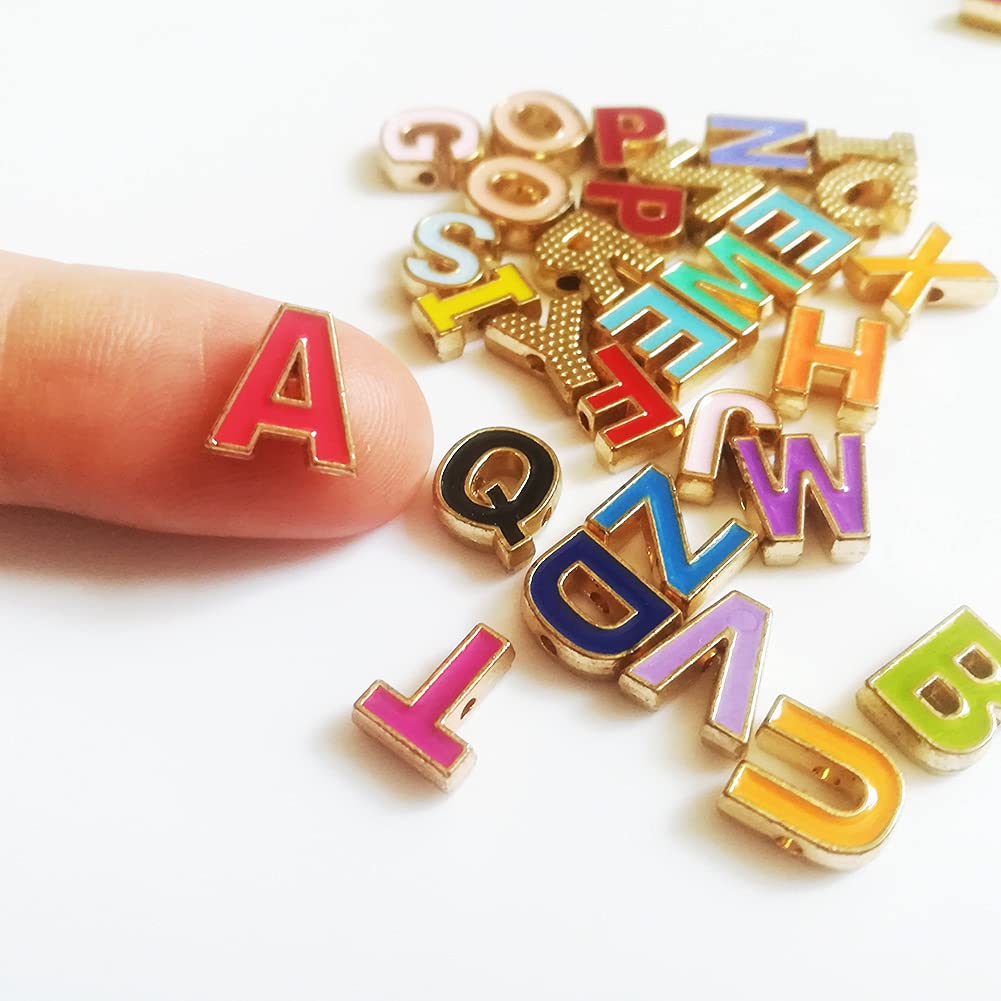 ANSGGB 52Pcs Alloy Enamel Letter Shape Beads, Capital Alphabet 2 Sets of A-Z Charm Beads for DIY Bracelet Necklace Jewelry Making - Image 5