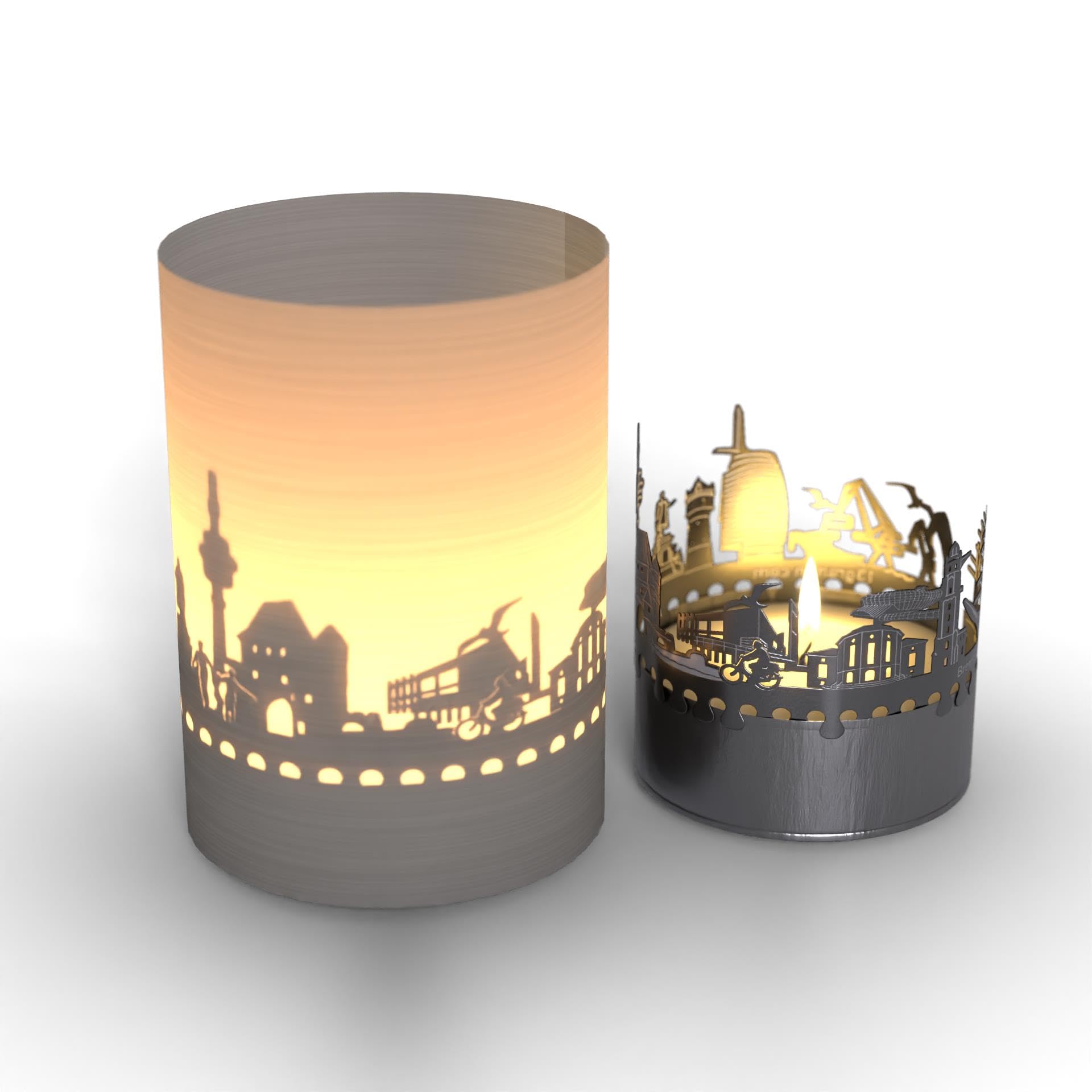 Bremerhaven Skyline Gift Tube Shadow Play - Souvenir Candle with Iconic Landmarks - Perfect Home Decor for Bremerhaven Fans - Unique Room Projection — image 1