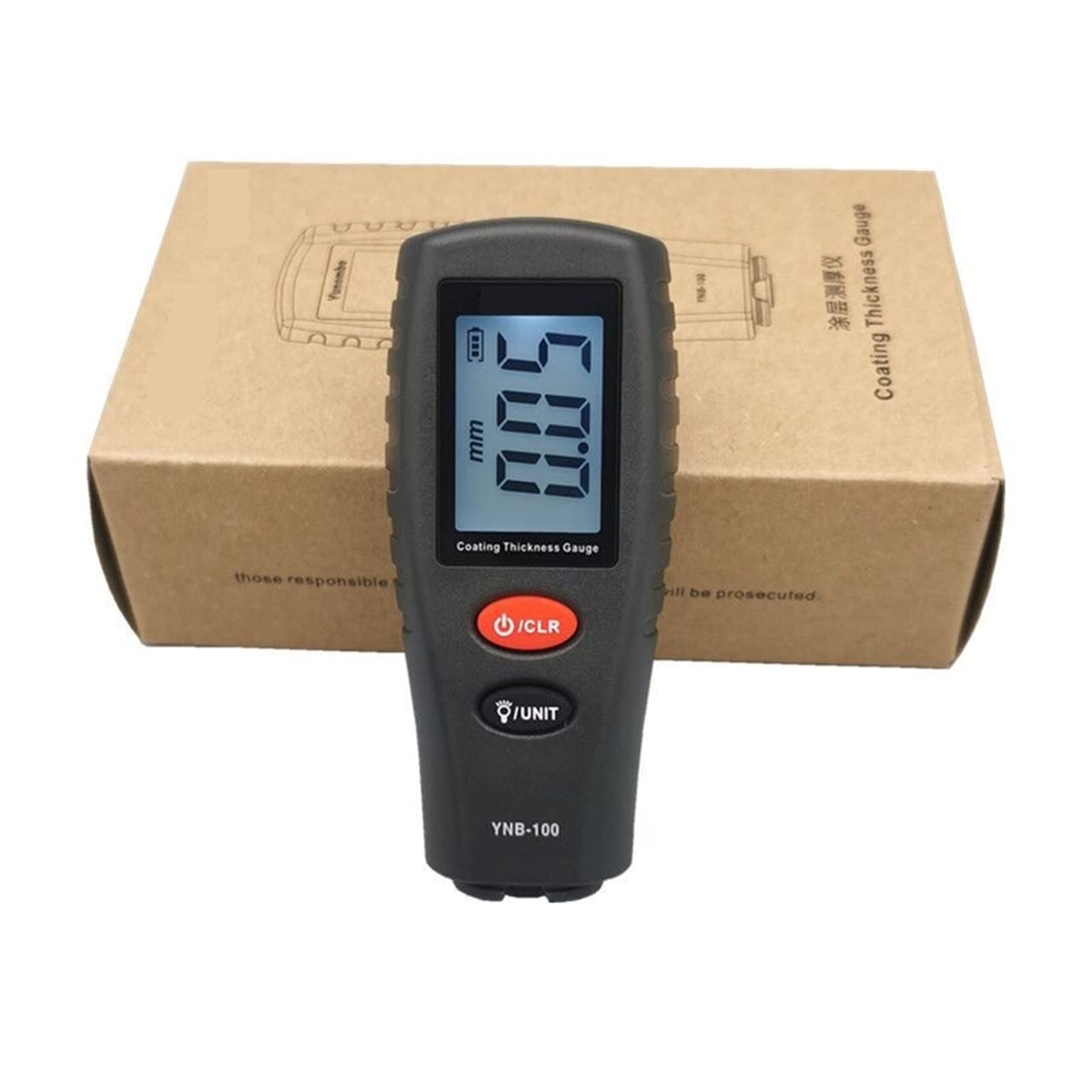 Cyfrowy miernik grubości folii LCD z podświetleniem miernik grubości lakieru samochodowego miernik grubości lakieru YNB-100(B100G with Battery)