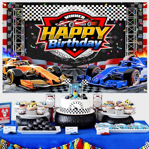 Fondo de cumpleaños coche de carreras 7x5 pies miniatura 4
