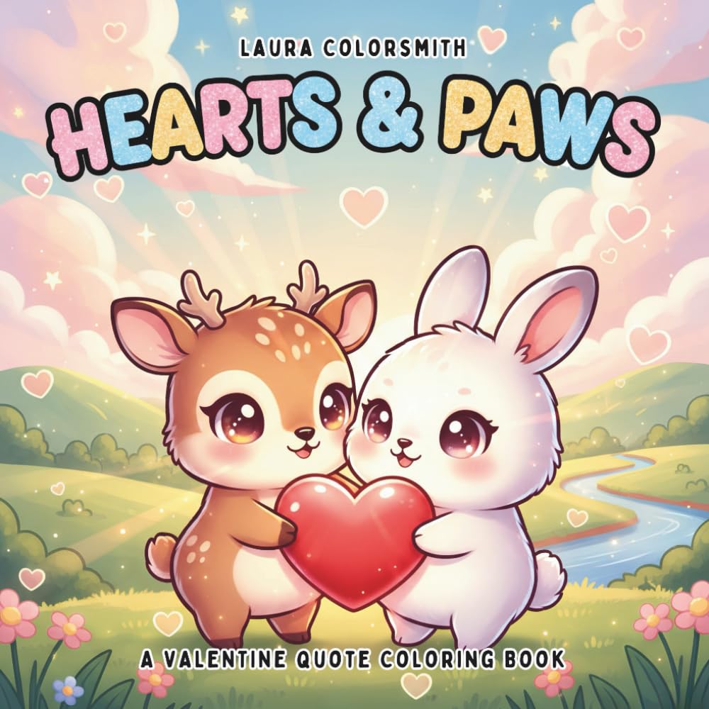 Hearts & Paws - A Valentine Quote Coloring Book: A Valentine’s Day Coloring Book for Adults Featuring Inspirational Love Quotes and Adorable Animals (Coloring book for Valentine)