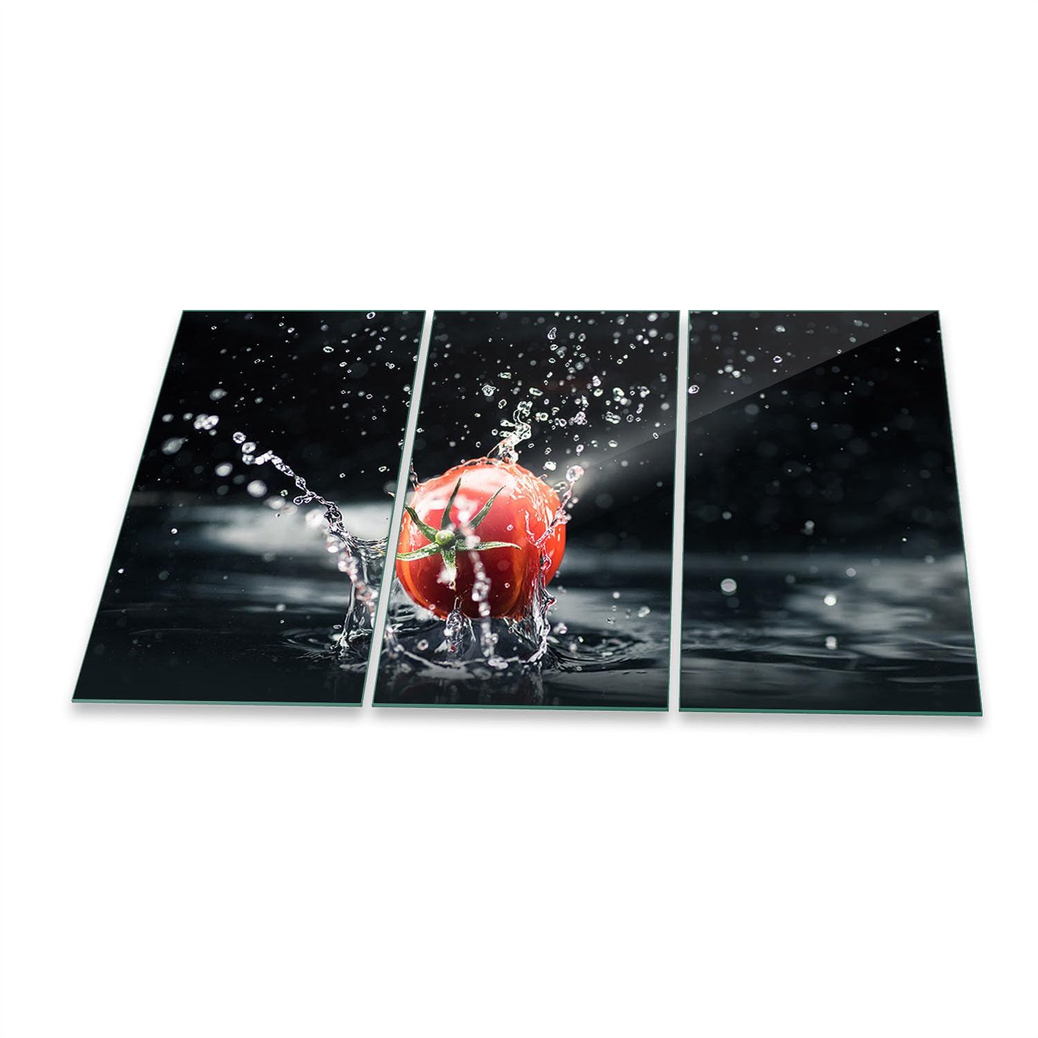 Herdabdeckplatte Abdeckung Ceranfeld Abdeckplatte Schneidebrett 3-Teilig 90x52 Gemüse Rot Schwarz Spritzschutz Glasplatte Ceranfeldabdeckung Schutz Herdschutz Sicherheitsglas Glasschneidebrett 3x30x52