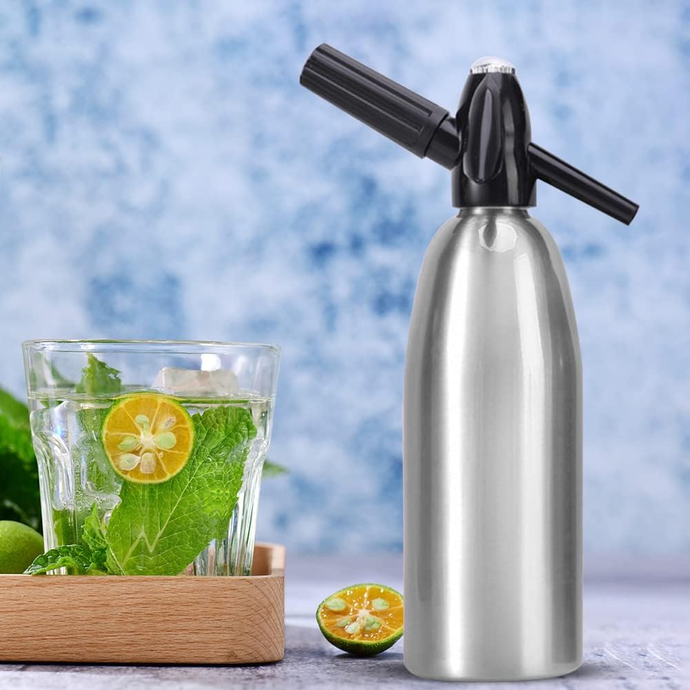 Sprudelwasserbereiter, DIY Kohlensäure-Soda-Maker für hausgemachte Getränke, 1 l Aluminium-Sprinkler für Säfte, Mojitos und Cocktails