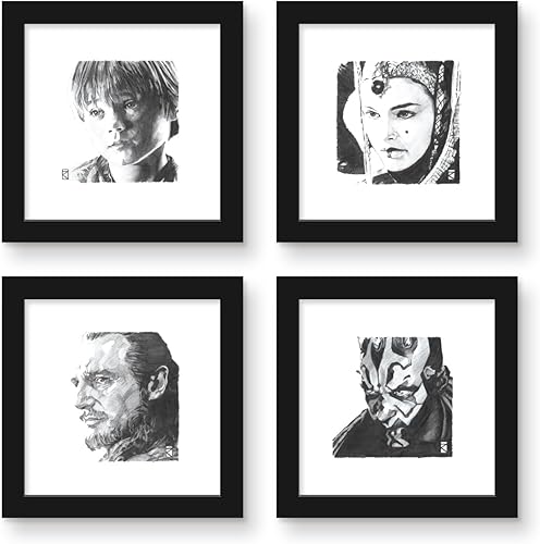 Trends International Gallery Pops Star Wars Saga - Phantom Menace Sketch Wall Art Bundle (4-Pack)