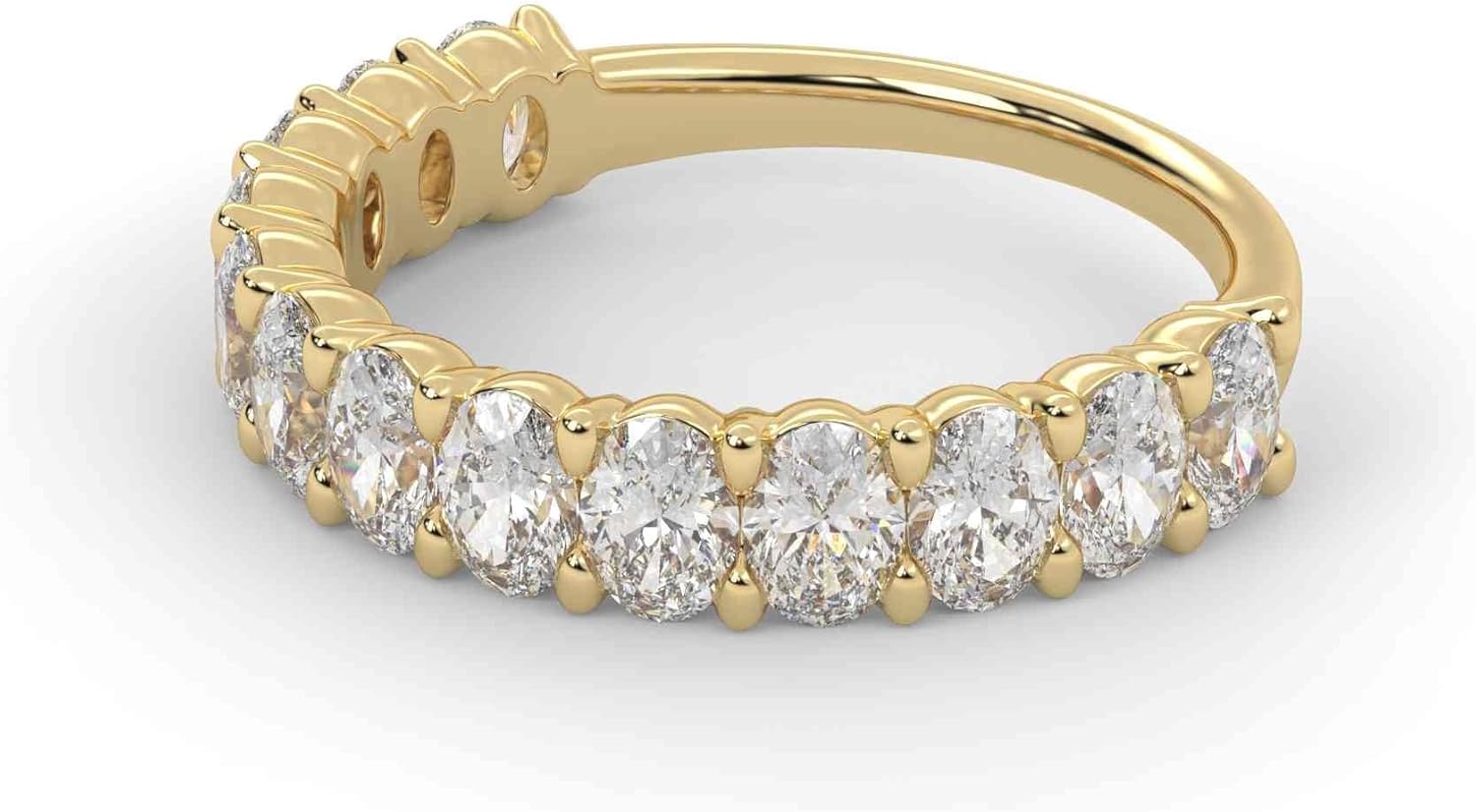 Half Eternity Wedding Band Ring for Women, 1.85 Carat (ctw) Oval Cut Lab Created Moissanite Rings in 10K / 14K Solid Gold or 925 Sterling Silver Jewelry Gift for Her