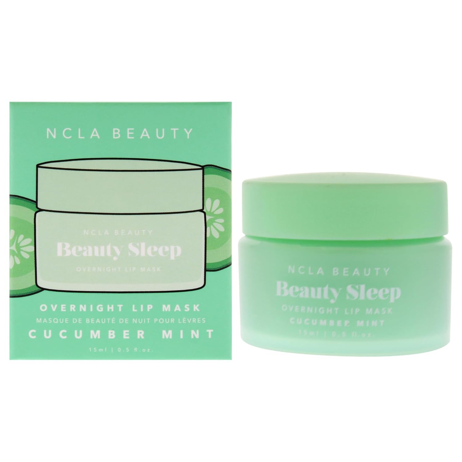 NCLA Beauty Sleep Overnight Lip Mask - Lip Mask for Women - Nourishes and Hydrates with Castor Seed Oil and Shea Butter - Cucumber Mint - 0.5 oz