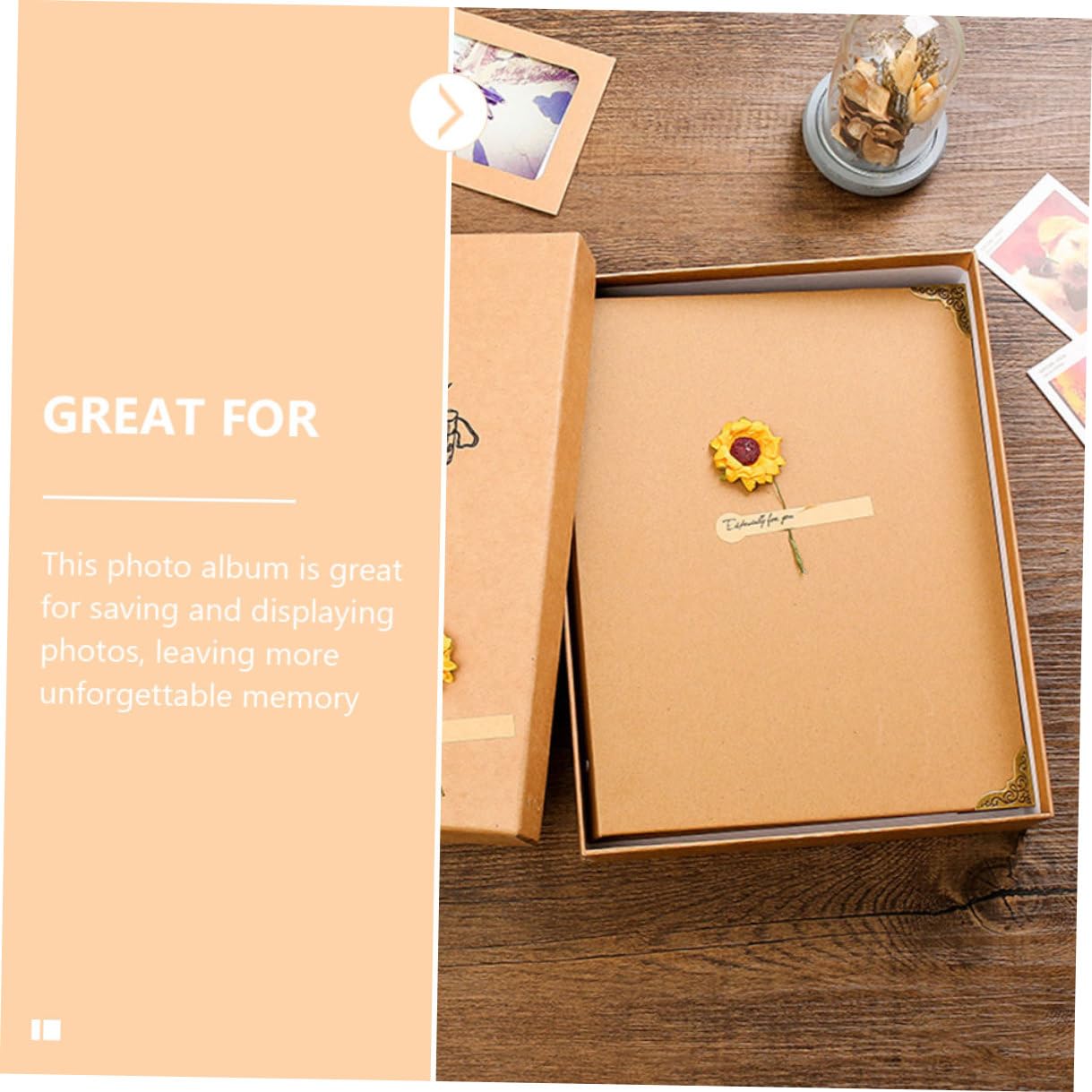 iplusmile Álbum de Fotos DIY Retro de Papel Kraft Hecho a Mano, Páginas Amarillas y Caja de Cartón, Álbum de Recortes Autoadhesivo para Recuerdos Familiares y Viajes
